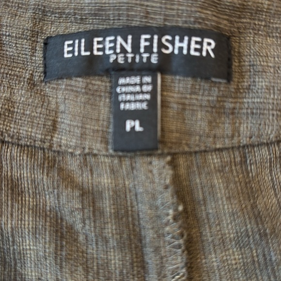 Eileen Fisher A line skirt, army green w/black & texture, linen blend, size LP - Picture 3 of 5